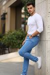 Erkek Yüksel Bel Bol Kesim Boru Paça Kot Pantolon Regular Fit Jean