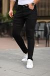 Erkek Jeans Slim Likralı Denim Siyah Kot Pantolon