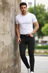 Erkek Jeans Slim Likralı Denim Siyah Kot Pantolon