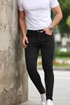 Erkek Jeans Slim Likralı Denim Siyah Kot Pantolon