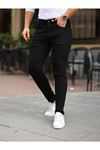 Erkek Jeans Slim Likralı Denim Siyah Kot Pantolon