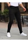 Erkek Jeans Slim Likralı Denim Siyah Kot Pantolon