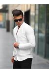 Erkek A Kalite Keten Slim Fit Kapaksız Hakim Yaka Uzun Kol Gömlek