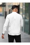 Erkek A Kalite Keten Slim Fit Kapaksız Hakim Yaka Uzun Kol Gömlek