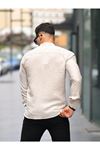 Erkek A Kalite Keten Slim Fit Kapaksız Hakim Yaka Uzun Kol Gömlek