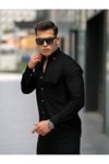 Erkek A Kalite Keten Slim Fit Uzun Kol Çift Kapaklı Gömlek