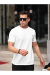 Erkek Slim Fit Waffle Kumaş Sıfır Yaka Nakışlı T-shirt