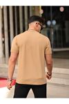 Erkek Slim Fit Waffle Kumaş Sıfır Yaka Nakışlı T-shirt