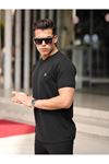 Erkek Slim Fit Waffle Kumaş Sıfır Yaka Nakışlı T-shirt