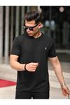 Erkek Slim Fit Waffle Kumaş Sıfır Yaka Nakışlı T-shirt