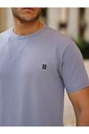 Erkek Slim Fit Waffle Kumaş Sıfır Yaka Nakışlı T-Shirt
