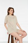 Kadın Kol Katlı Yırtmaçlı Salaş Oversize Tshirt