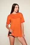 Kadın Kol Katlı Yırtmaçlı Salaş Oversize Tshirt