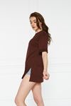 Kadın Kol Katlı Yırtmaçlı Salaş Oversize Tshirt
