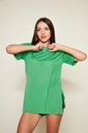 Kadın Kol Katlı Yırtmaçlı Salaş Oversize Tshirt