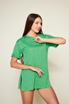 Kadın Kol Katlı Yırtmaçlı Salaş Oversize Tshirt