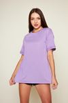 Kadın Kol Katlı Yırtmaçlı Salaş Oversize Tshirt