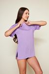 Kadın Kol Katlı Yırtmaçlı Salaş Oversize Tshirt
