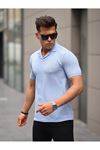 Erkek Slim Fit Waffle Kumaş Patlı ( V ) T-shirt