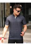 Erkek Kıvrılmaz Polo Yaka Cepsiz Slim Fit Desenli T-shirt