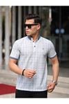 Erkek Kıvrılmaz Polo Yaka Cepsiz Slim Fit Desenli T-shirt