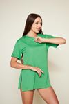 Kadın Kol Katlı Yırtmaçlı Salaş Oversize Tshirt