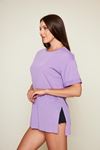 Kadın Kol Katlı Yırtmaçlı Salaş Oversize Tshirt