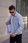 Erkek Oversize Rahat Mevsimlik Gri Kaşe Ceket