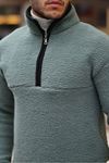 Yarım Fermuarlı Peluş Sweatshirt