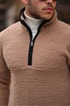 Yarım Fermuarlı Peluş Sweatshirt