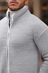 Yan Cepli Tam Fermuarlı Peluş Sweatshirt