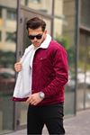 Erkek Trend Kadife Içi Kürklü Ceket Bordo