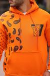 Kol Baskılı Kapüşonlu Sweatshirt
