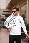 Kol Baskılı Kapüşonlu Sweatshirt