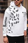 Kol Baskılı Kapüşonlu Sweatshirt