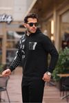 Kol Baskılı Kapüşonlu Sweatshirt