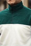 Yarım Fermuarlı Üç Renk Polar Sweatshirt