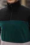 Yarım Fermuarlı Üç Renk Polar Sweatshirt