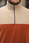 Yarım Fermuarlı Üç Renk Polar Sweatshirt