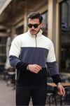 Yarım Fermuarlı Üç Renk Polar Sweatshirt