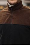 Yarım Fermuarlı Üç Renk Polar Sweatshirt