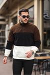 Yarım Fermuarlı Üç Renk Polar Sweatshirt