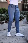 Erkek Slim Fit Yüksek Bel Dar Paça Lacivert Kot Pantolon
