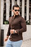 Düz Çıtçıtlı Slim Fit Kot Gömlek