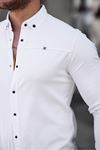 Düz Çıtçıtlı Slim Fit Kot Gömlek