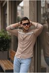 Slim Fit Ön Şerit Detaylı Çıtçıtlı Kot Gömlek
