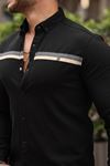 Slim Fit Ön Şerit Detaylı Çıtçıtlı Kot Gömlek