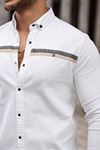 Slim Fit Ön Şerit Detaylı Çıtçıtlı Kot Gömlek