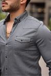 Slim Fit Çıtçıtlı Çift Cep Kot Gömlek