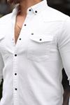 Slim Fit Çıtçıtlı Çift Cep Kot Gömlek